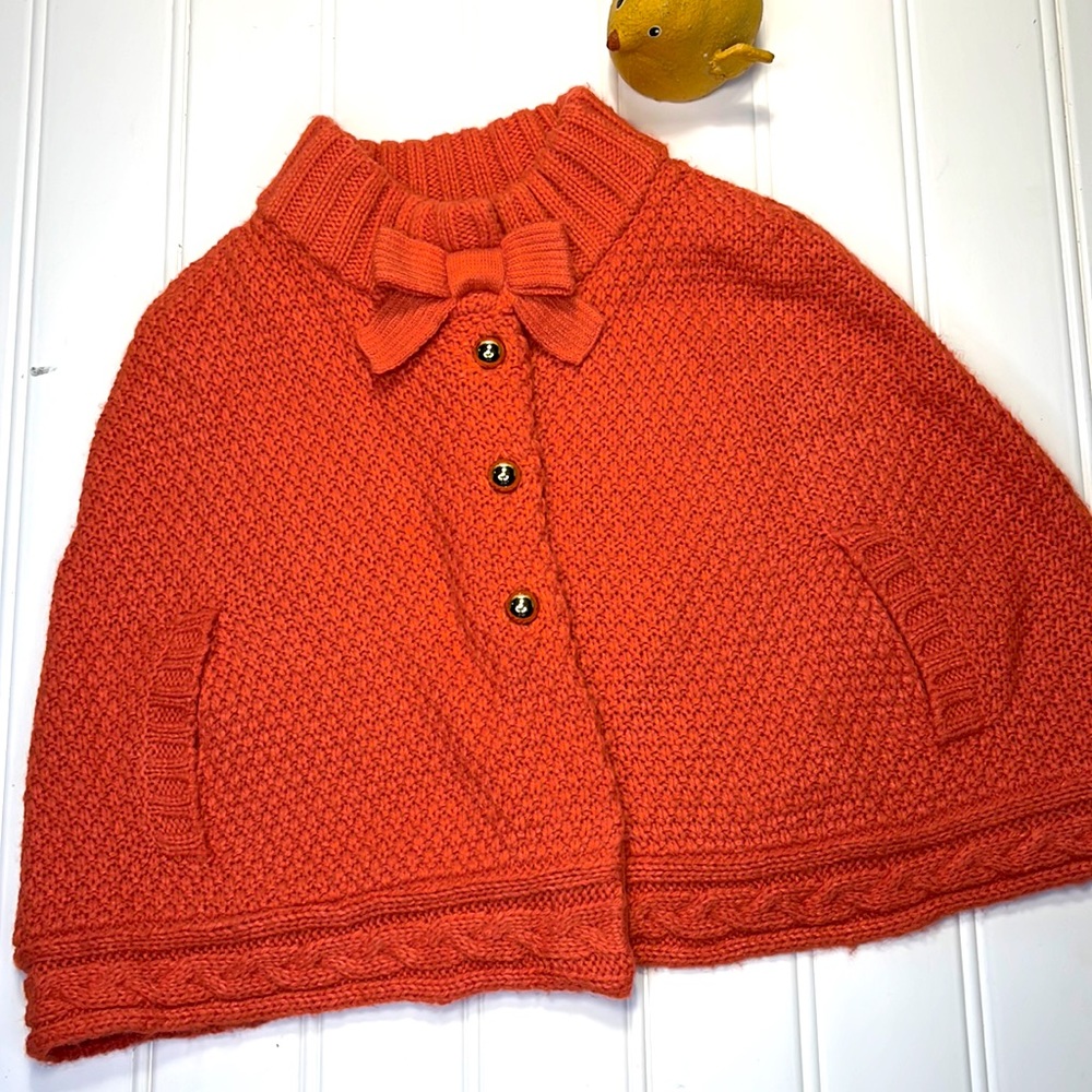 Janie and Jack Orange Knit Sweater Cape Size 3-6 months